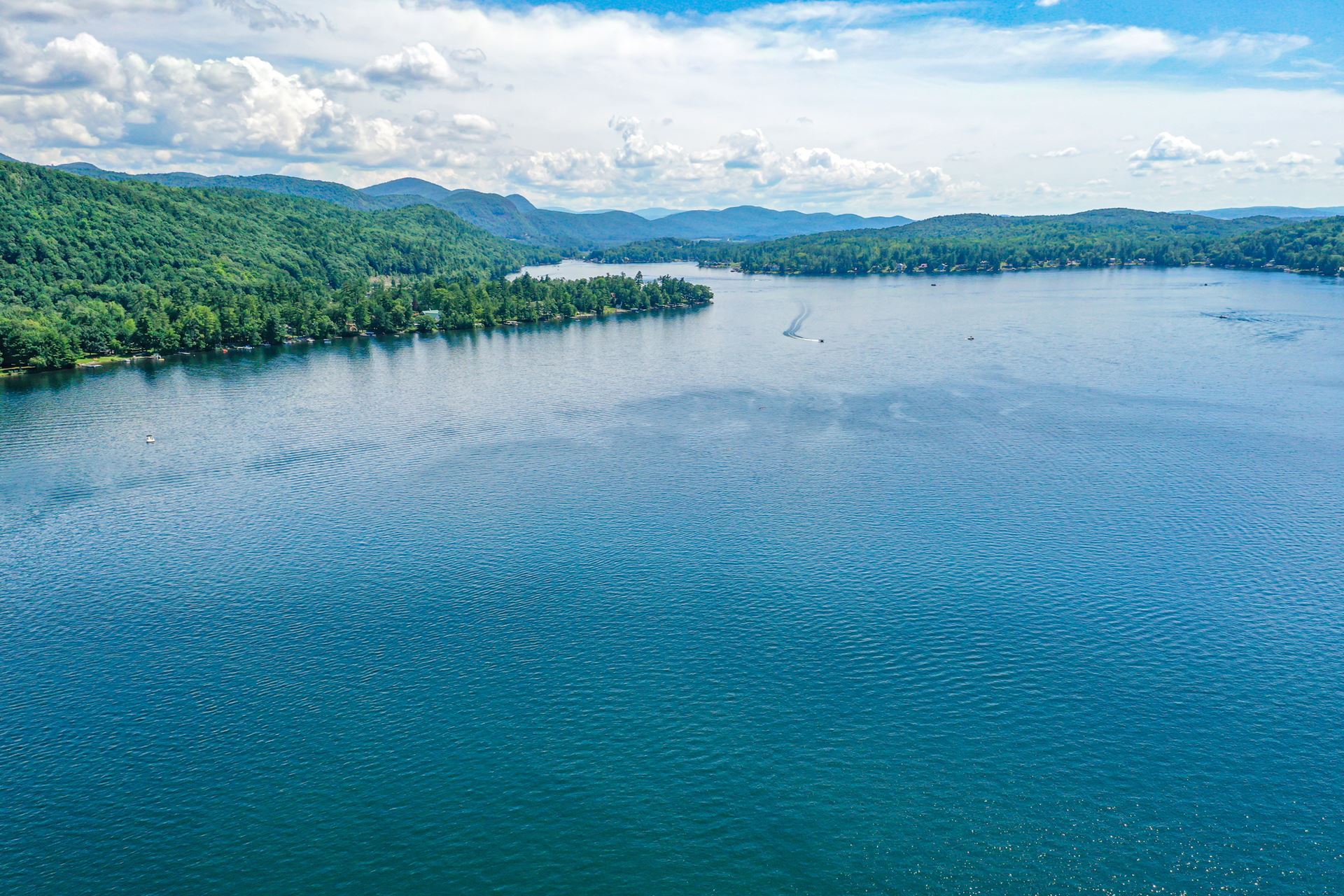 Arial view of Lake St. Catherine, looking south towards Wells, VT.
