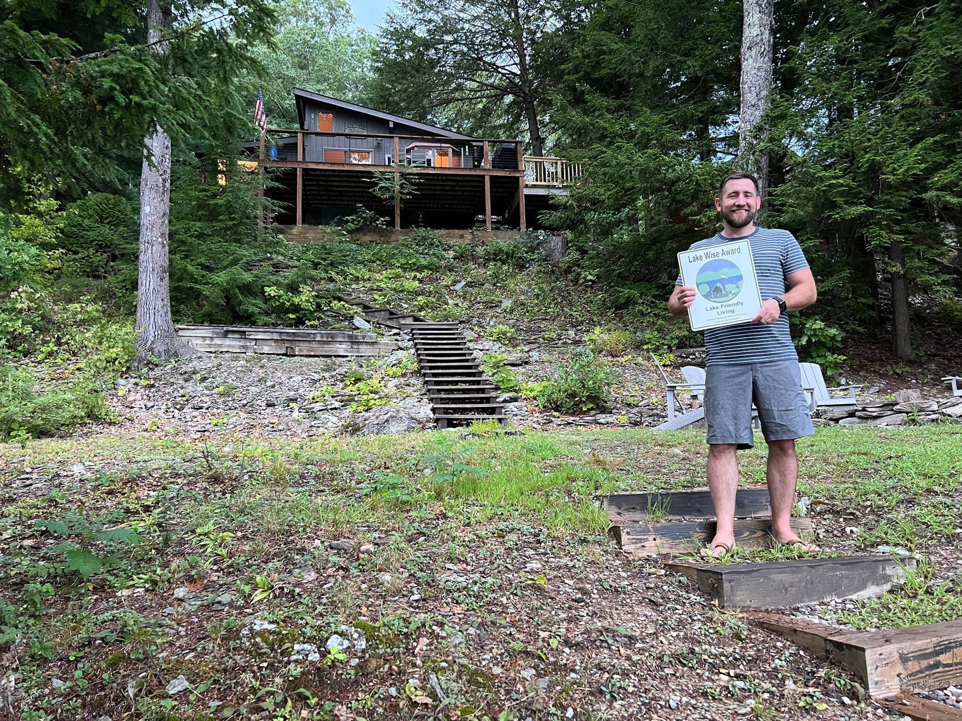 Andrew Gioulis, one of 4 Lake Wise Award winners on Lake St. Catherine in 2021.