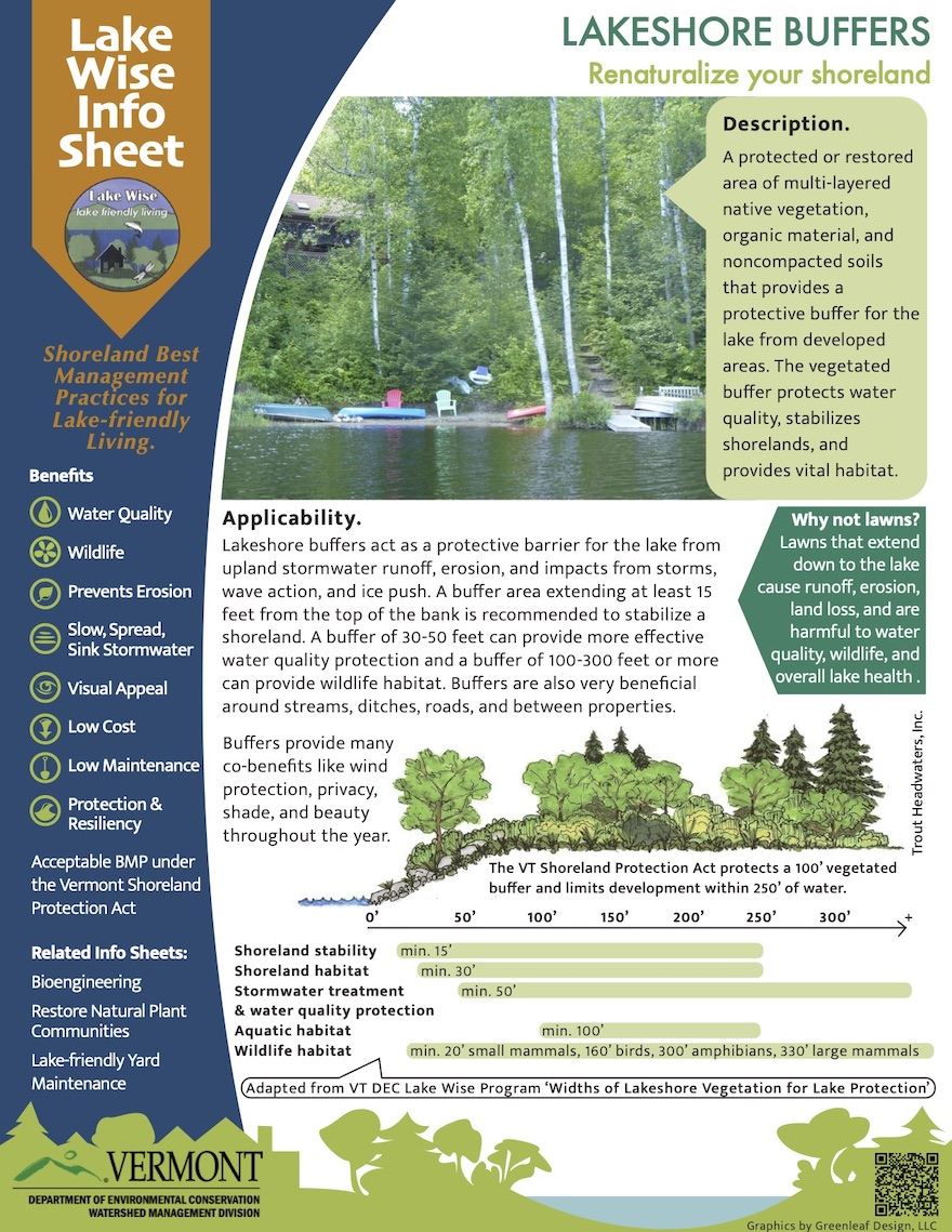 Vermont DEC Lake Wise Info Sheet - Lakeshore Buffers - Page 1