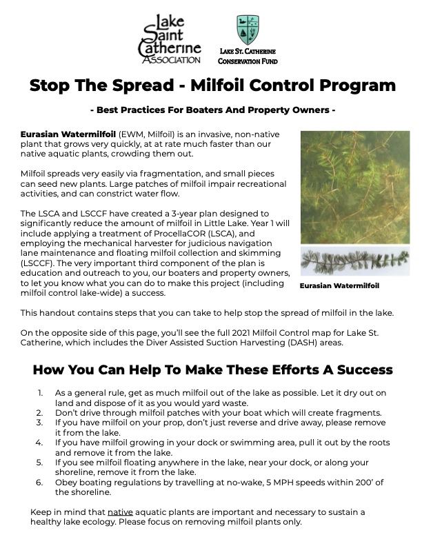 Lake St. Catherine - Stop The Spread Of Milfoil 2021 - Page 1