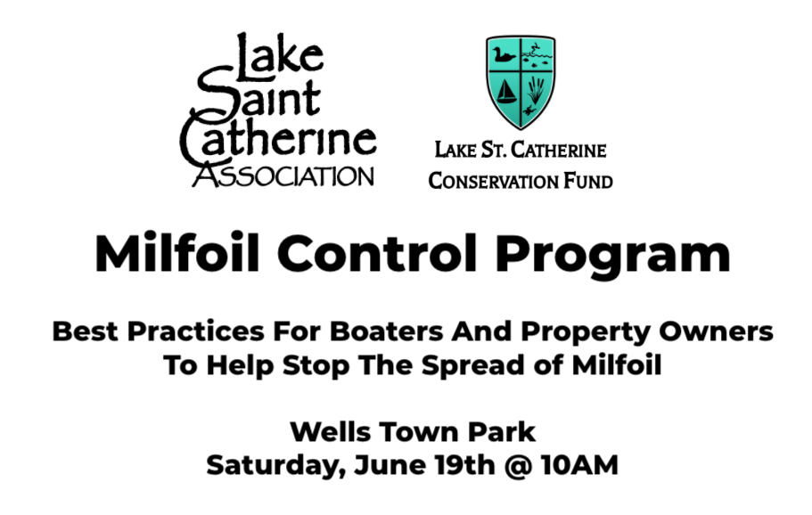Milfoil Control Program Meeting - June 19th at 10AM