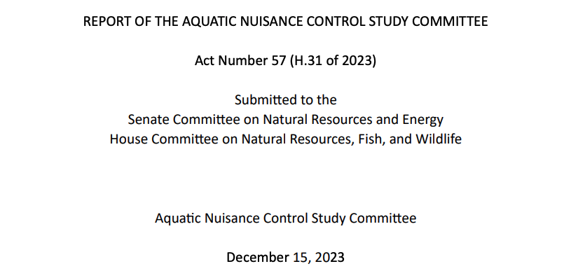 Act 57 Study Committee Final Report: Report of the Aquatic Nuisance Control Study Committee