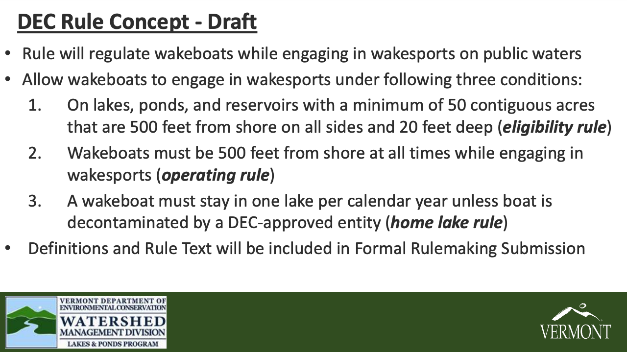 DEC proposed draft wakeboat rule